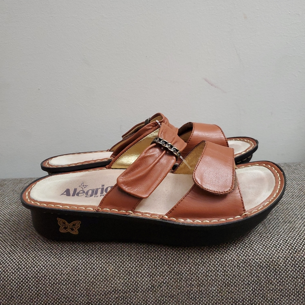 Alegria Karmen Cognac Slide Sandals Sz 8